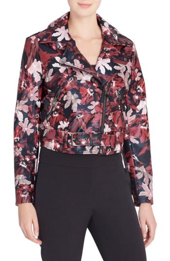 Women's Catherine Catherine Malandrino Veruca Faux Leather Moto Jacket - Burgundy