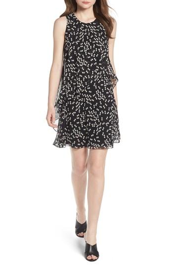 Women's Anne Klein New York Dot Print Chiffon Overlay Dress - Black