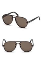 Men's Tom Ford Alexei 62mm Oversize Aviator Sunglasses - Shiny Dark Ruthenium / Roviex