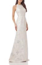 Women's Carmen Marc Valvo Infusion Embellished Brocade Gown