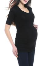 Women's Kimi And Kai Poppy Ruched Maternity Tee - Black