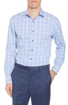 Men's Nordstrom Men's Shop Tech-smart Trim Fit Stretch Plaid Dress Shirt .5 34/35 - Blue