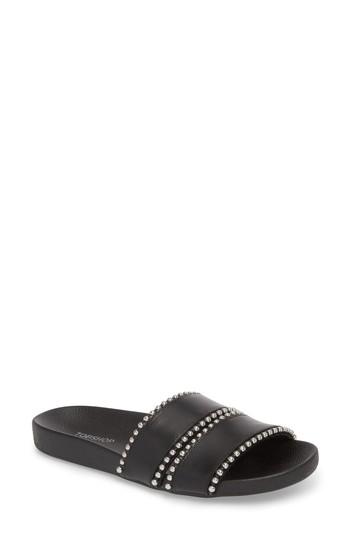 Women's Topshop Rascal Studded Slide Sandal .5us / 37eu M - Black