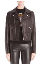 Women's Loewe Leather Moto Jacket Us / 42 Fr - Black