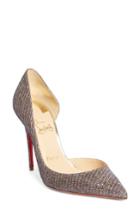 Women's Christian Louboutin 'iriza' Half D'orsay Glitter Pump Us / 40eu - Metallic