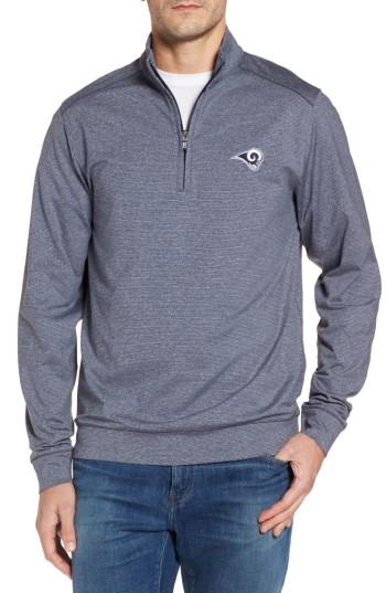 Men's Cutter & Buck Rams Shoreline Quarter Zip Pullover - Blue