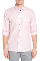Men's Ted Baker London Linlins Herringbone Cotton & Linen Sport Shirt (xl) - Pink