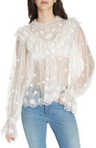 Women's Ulla Johnson Lucien Embroidered Tulle Blouse - White