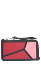 Women's Loewe Puzzle Leather Zip Coin Case - Pink