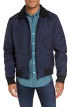 Men's Bonobos Faux Shearling Trim Bomber Jacket - Blue