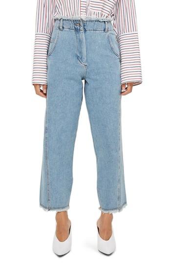 Women's Topshop Boutique Twisted Baggy Fray Jeans Us (fits Like 2-4) - Blue