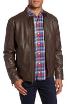 Men's Cole Haan Lambskin Leather Moto Jacket, Size - Brown