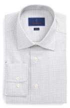 Men's David Donahue Trim Fit Houndstooth Dress Shirt 32/33 - Grey