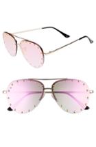 Women's Prive Revaux The Sixth Man 60mm Studded Aviator Sunglasses - Pink