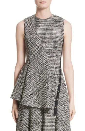 Women's Jason Wu Check Wool Peplum Top - Black