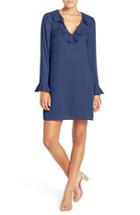 Women's Charles Henry Ruffle Neck Shift Dress - Blue