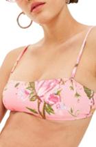 Women's Topshop Floral Bandeau Bikini Top Us (fits Like 0) - Pink