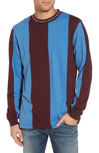 Men's Wesc Manfred Stripe Fleece Sweater, Size - Burgundy
