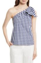 Women's Milly Cindy One Shoulder Gingham Top, Size - Blue