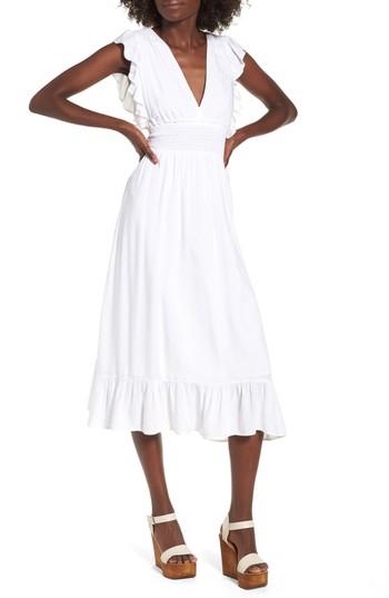 Women's Bp. Ruffle Trim Midi Dress - White