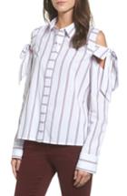 Women's Bp. Stripe Bow Cold Shoulder Top - White