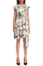 Women's Alexander Mcqueen Eve Print Asymmetrical Silk Dress Us / 38 It - Ivory