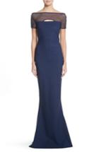 Women's Chiara Boni La Petite Robe Stormy Illusion Bodice Mermaid Gown - Blue