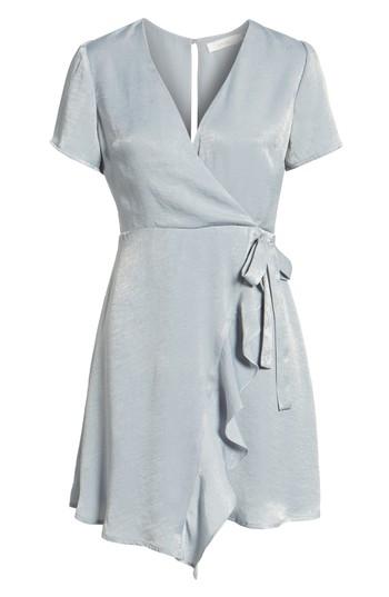 Women's Satin Faux Wrap Dress - Blue