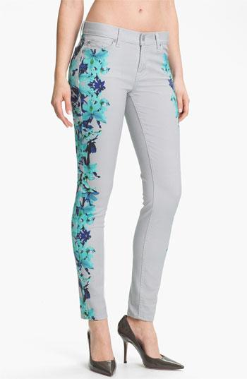 7 For All Mankind 'the Skinny' Placement Print Jeans Womens Placement Floral Print