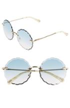Women's Chloe Rosie 60mm Scalloped Rimless Sunglasses - Gold/ Gradient Blue