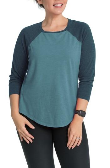 Women's Bun Maternity Relax Raglan Sleeve Maternity/nursing Top - Blue