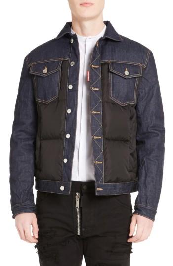 Men's Dsquared2 Mixed Media Quilted Denim Jacket Eu - Black