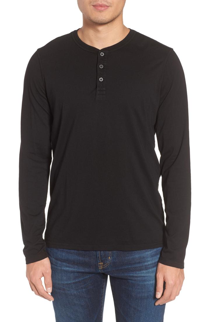 Men's Ag Clyde Slim Fit Long Sleeve Henley, Size - Black