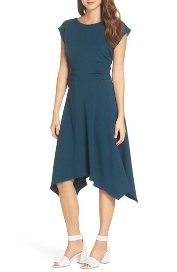 Women's Julia Jordan Ruched Stretch Crepe Fit & Flare Dress - Blue/green