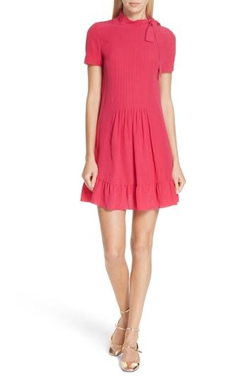 Women's Red Valentino Tie Neck Pleated Silk Dress Us / 36it - Red