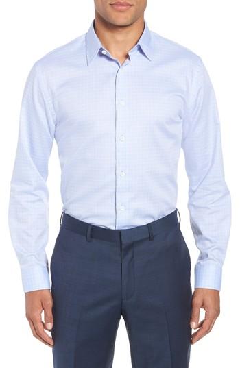 Men's Nordstrom Men's Shop Trim Fit Check Dress Shirt 33 - Blue