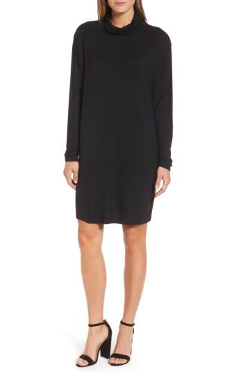 Women's Press Slouchy Turtleneck Dress - Black