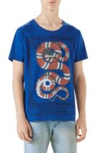 Men's Gucci Snake Stamp Graphic T-shirt - Blue
