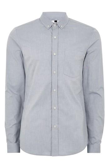 Men's Topman Muscle Fit Oxford Shirt - Grey