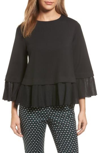 Women's Halogen Mixed Media Swing Top - Black
