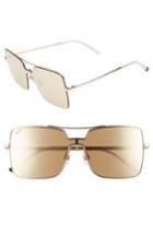 Women's Web 55mm Square Metal Shield Sunglasses - Rose Gold/ Brown