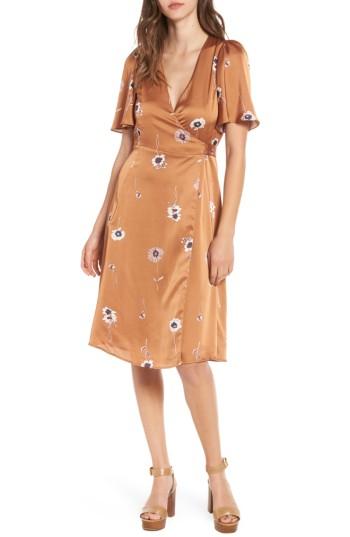 Women's Astr The Label Fiona Wrap Dress - Brown