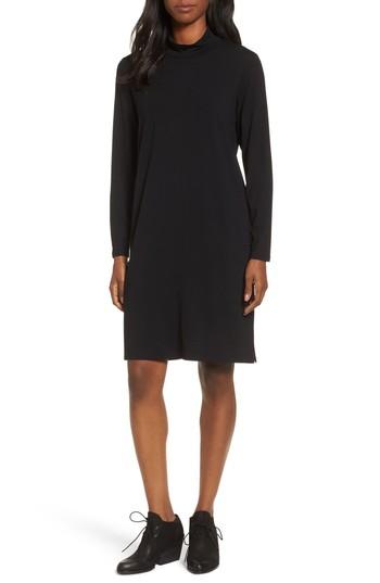 Women's Eileen Fisher Mock Neck Shift Dress - Black