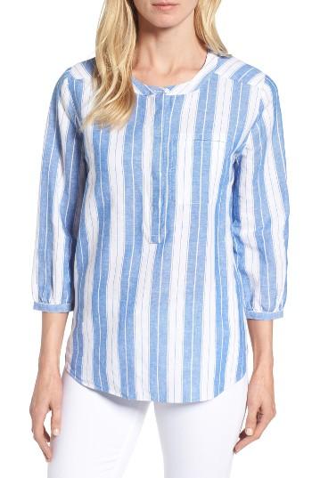 Women's Nydj Pleat Back Stripe Blouse