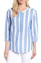Women's Nydj Pleat Back Stripe Blouse