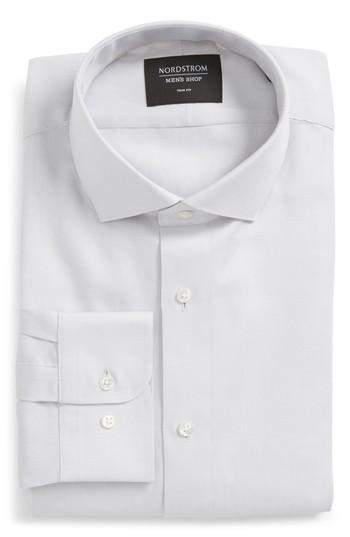 Men's Nordstrom Men's Shop Trim Fit Solid Dress Shirt 32/33 - Grey