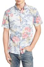 Men's 7 Diamonds Vacation Tropical Print Sport Shirt, Size - Blue