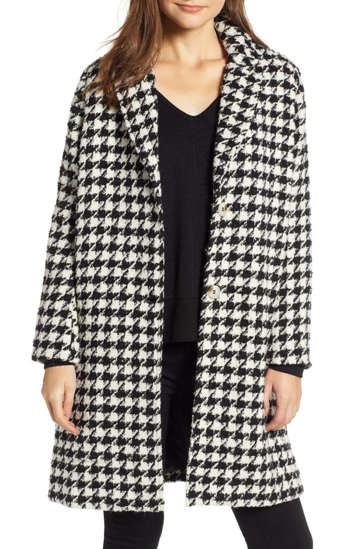 Women's Moon River Houndstooth Coat - Black