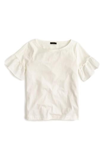 Women's J.crew Ruffle Sleeve Top - White