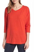 Women's Eileen Fisher Organic Cotton Knit Boxy Top, Size - Red